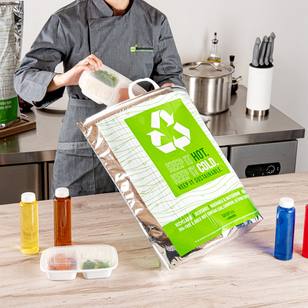 Cater Tek Green and Silver Plastic Thermal Bag - Insulated - 20" x 7" x 20" - 1 count box