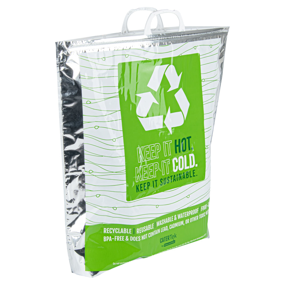 Cater Tek Green and Silver Plastic Thermal Bag - Insulated - 20" x 7" x 20" - 10 count box