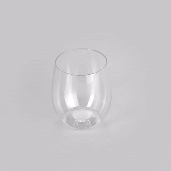 Bev Tek 12 oz Clear Plastic Stemless Wine Glass - 3 1/4" x 3 1/4" x 3 1/2" - 10 count box