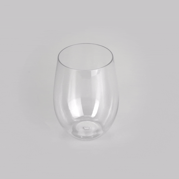 Bev Tek 16 oz Clear Plastic Stemless Wine Glass - 3 1/4" x 3 1/4" x 4 1/2" - 10 count box