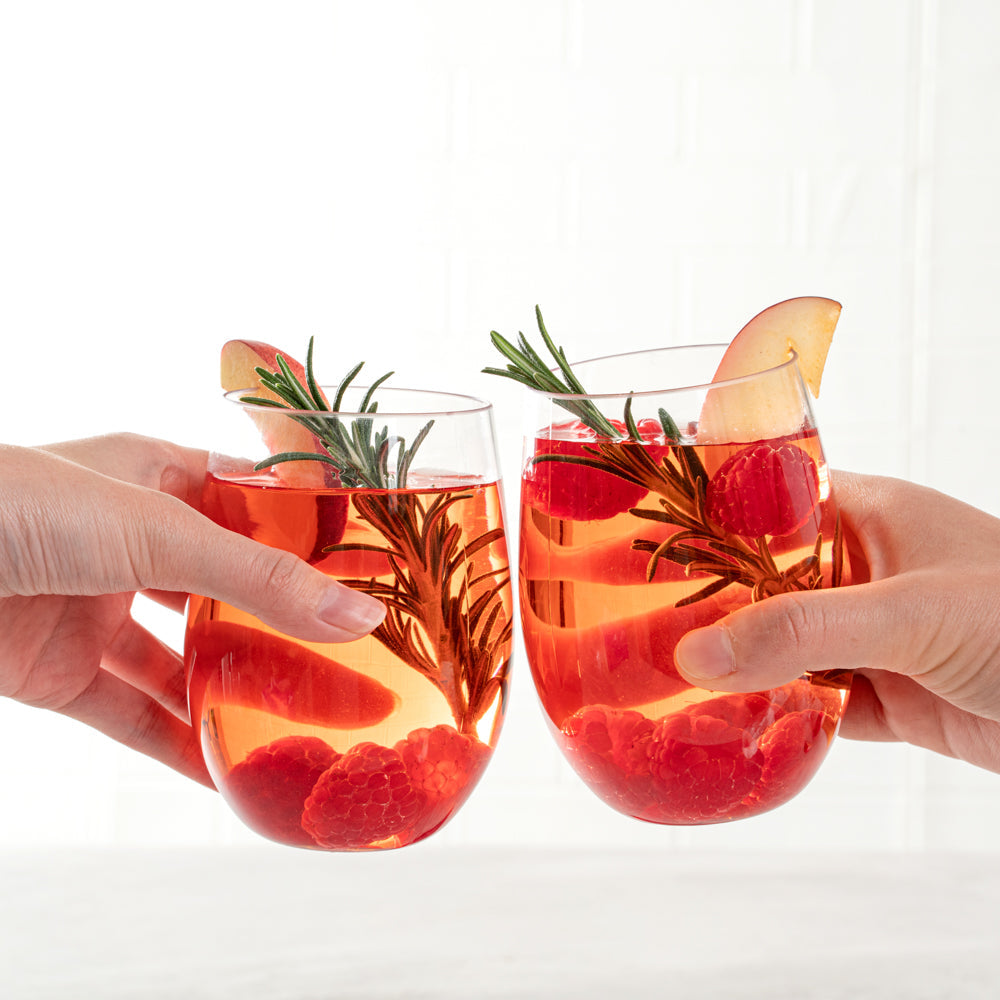 Bev Tek 16 oz Clear Plastic Stemless Wine Glass - 3 1/4" x 3 1/4" x 4 1/2" - 10 count box