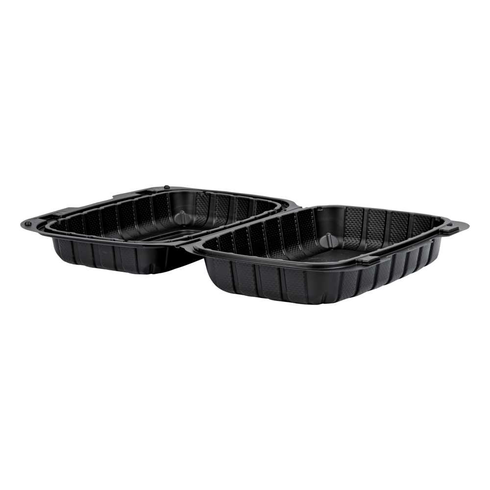 Thermo Tek 30 oz Black Mineral-Filled Plastic Clamshell Container - 9" x 6" x 3" - 10 count box