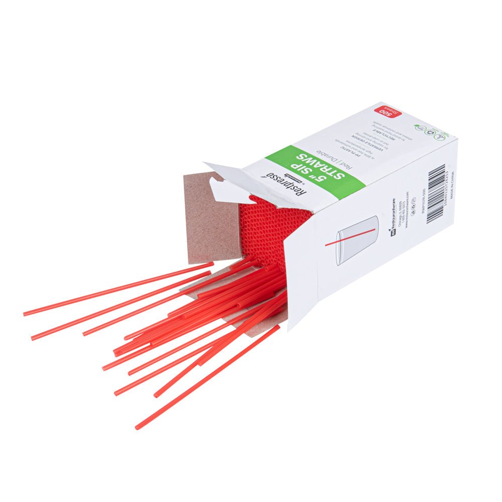 Restpresso Red Plastic Coffee Stirrer / Sip Straw - 5" - 5000 count box