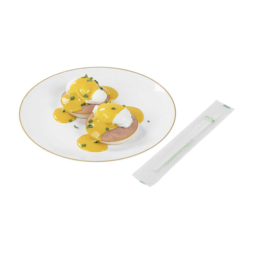 Basic Nature White CPLA Plastic Knife - Compostable Wrapper, Heat-Resistant - 6 1/2" - 250 count box