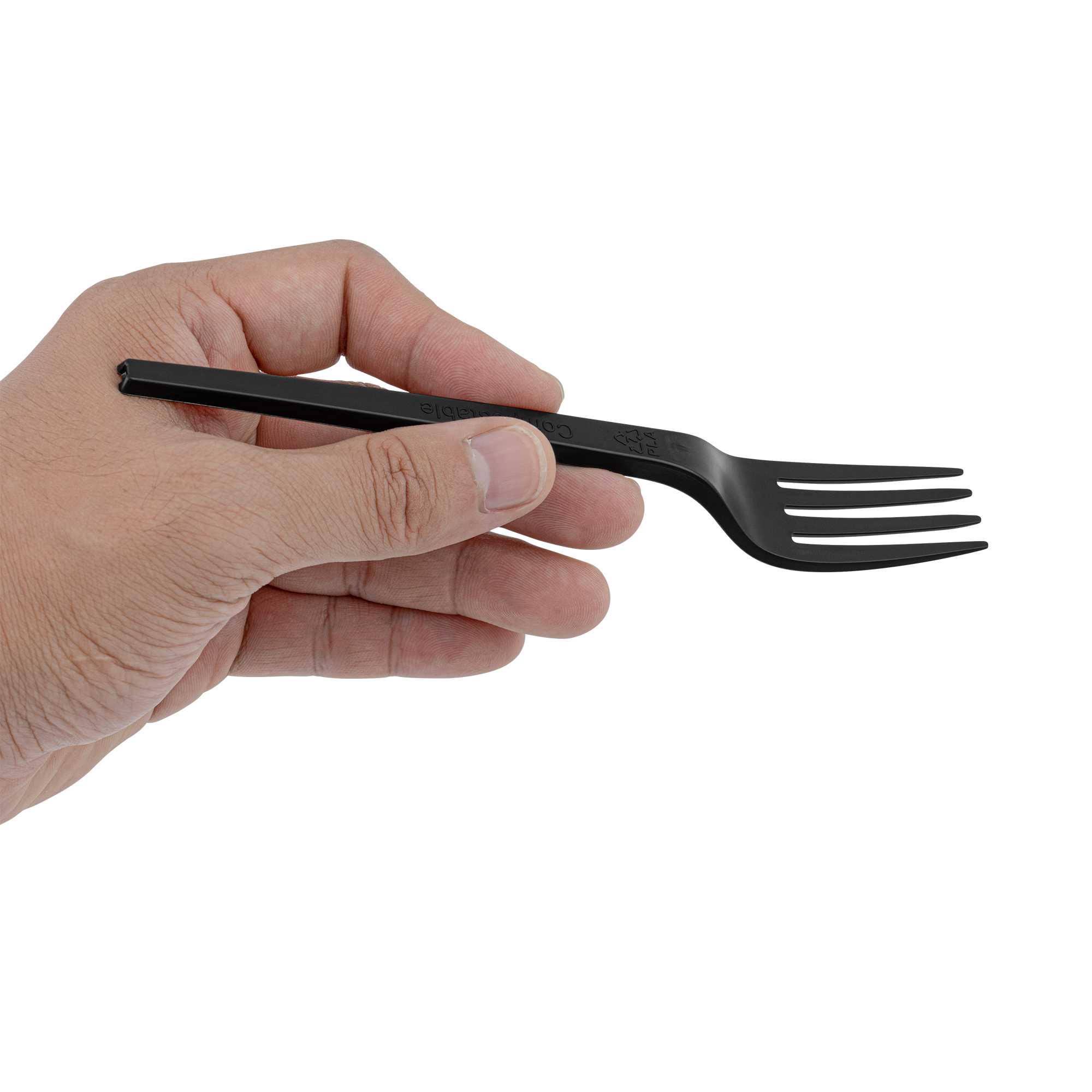 Basic Nature Black CPLA Plastic Fork - Compostable Wrapper, Heat-Resistant - 6 1/2" - 250 count box