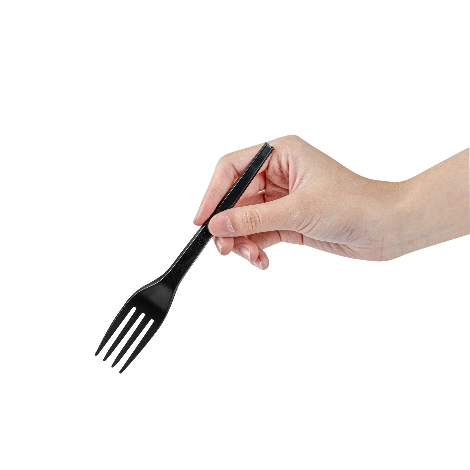 Basic Nature Black CPLA Plastic Fork - Compostable Wrapper, Heat-Resistant - 6 1/2" - 250 count box