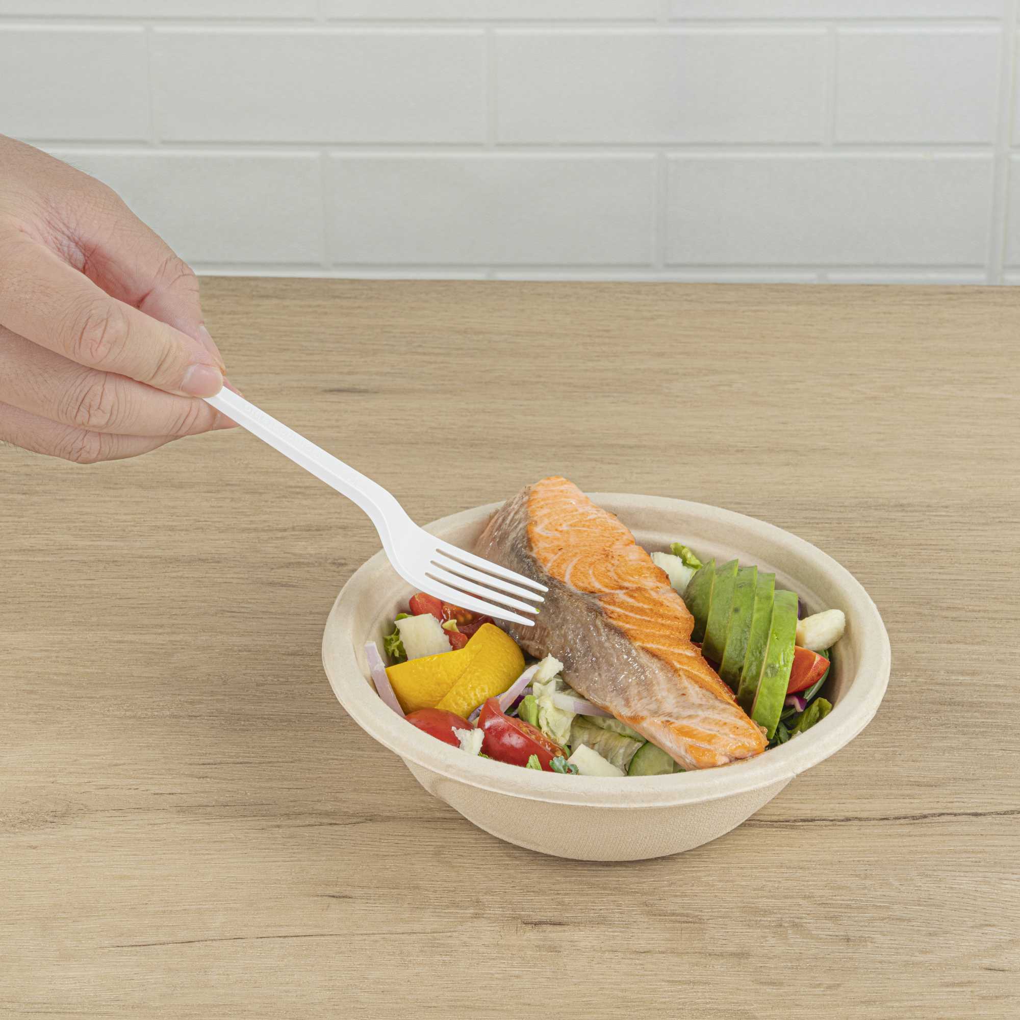 Basic Nature White CPLA Plastic Fork - Compostable Wrapper, Heat-Resistant - 6 1/2" - 250 count box