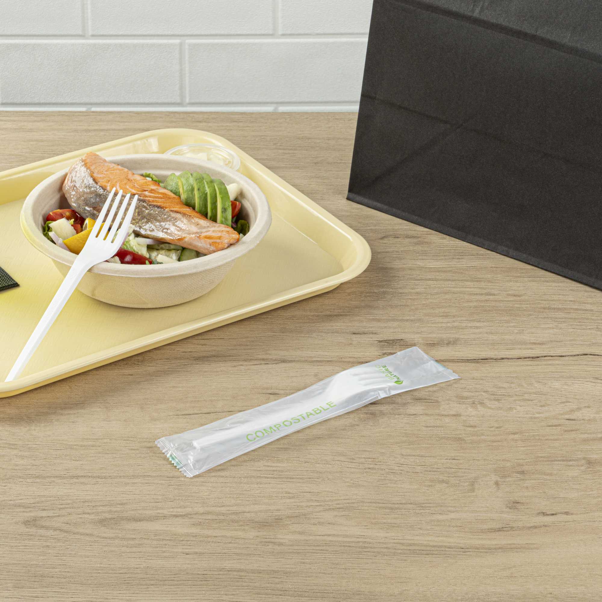 Basic Nature White CPLA Plastic Fork - Compostable Wrapper, Heat-Resistant - 6 1/2" - 250 count box