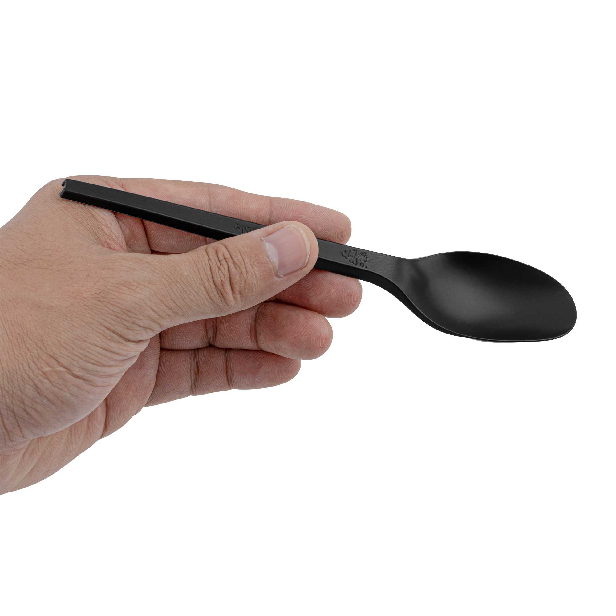 Basic Nature Black CPLA Plastic Spoon - Compostable Wrapper, Heat-Resistant - 6 1/2" - 250 count box