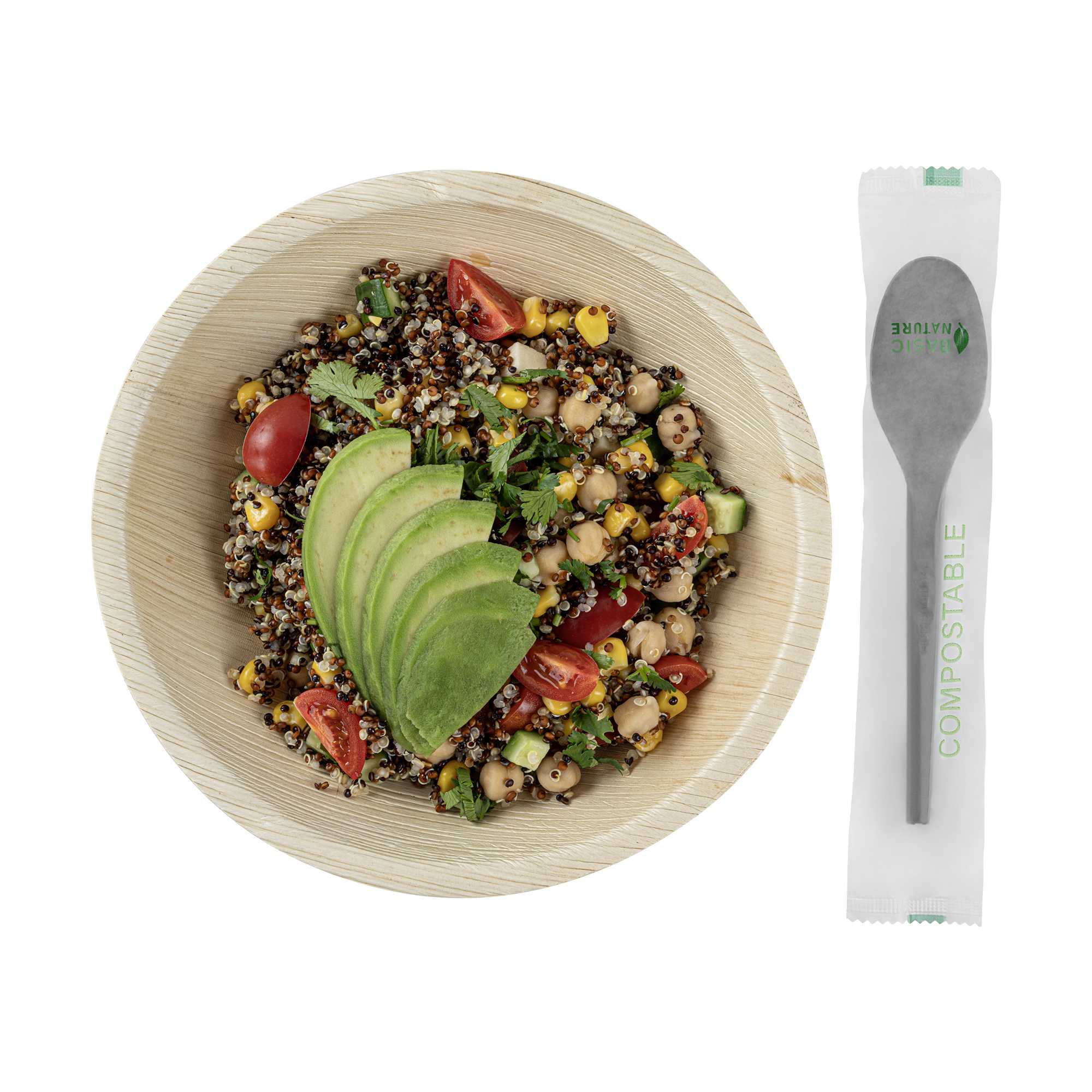 Basic Nature Black CPLA Plastic Spoon - Compostable Wrapper, Heat-Resistant - 6 1/2" - 250 count box