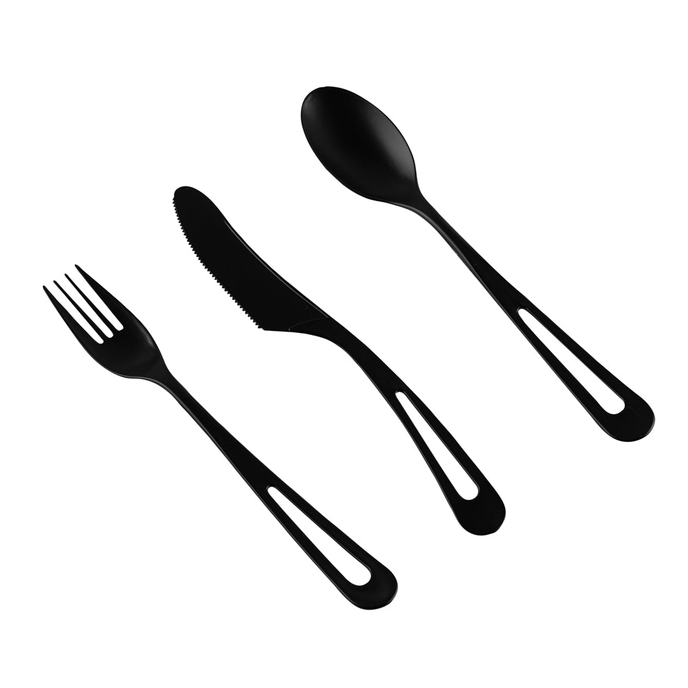 Basic Nature Black CPLA Plastic Cutlery Set - Heat-Resistant, Compostable - 7 1/2" - 290 count box