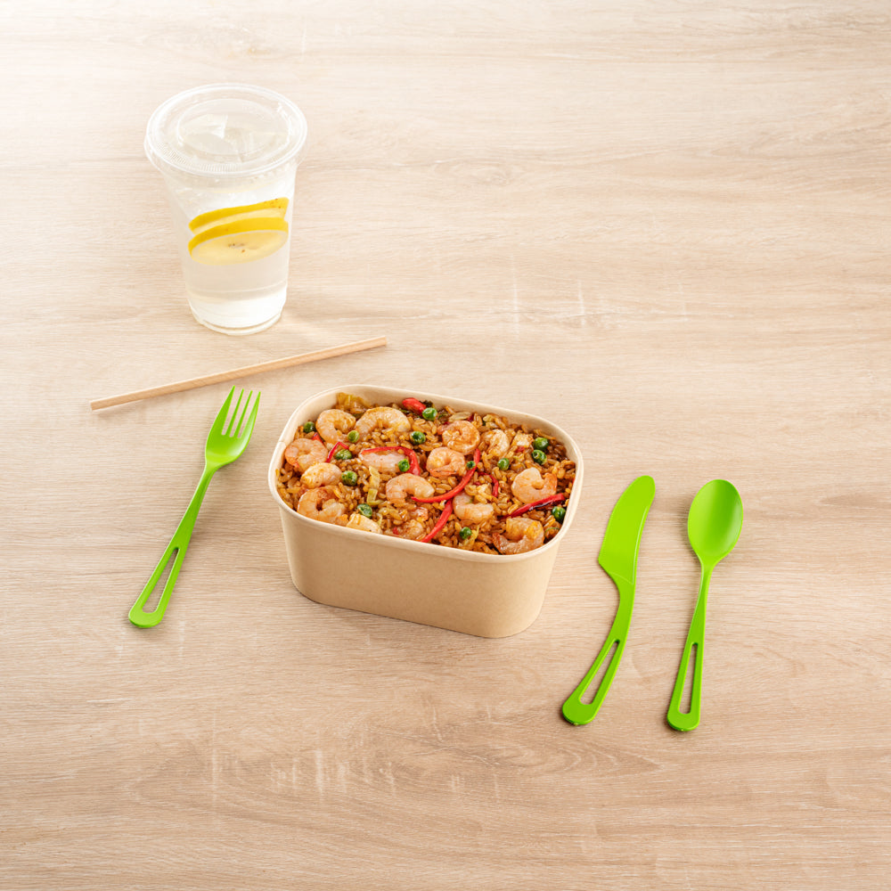 Basic Nature Green CPLA Plastic Cutlery Set - Heat-Resistant, Compostable - 7 1/2" - 290 count box