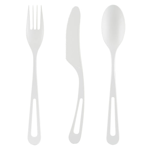 Basic Nature White CPLA Plastic Cutlery Set - Heat-Resistant, Compostable - 7 1/2" - 290 count box