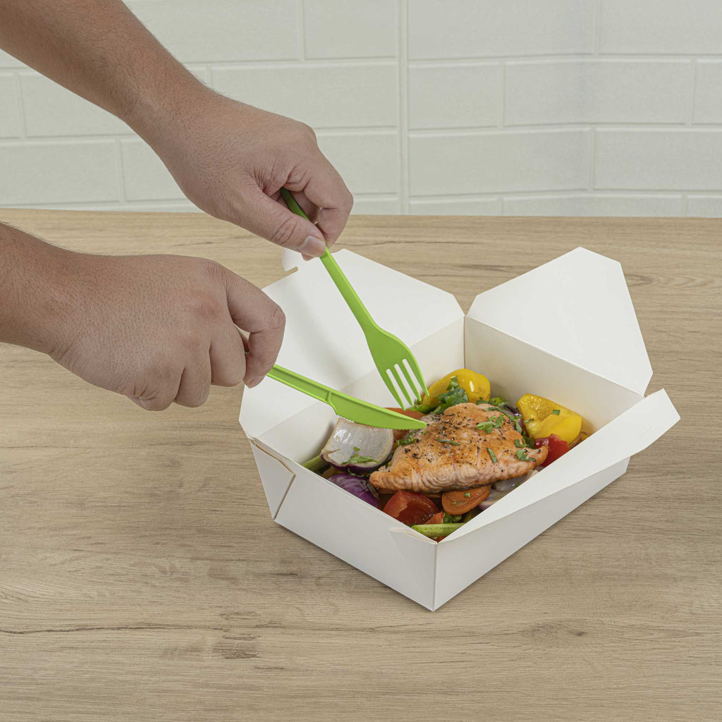Basic Nature Green CPLA Plastic Knife - Compostable Wrapper, Heat-Resistant - 6 1/2" - 250 count box