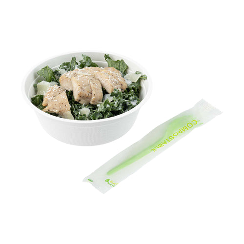 Basic Nature Green CPLA Plastic Fork - Compostable Wrapper, Heat-Resistant - 6 1/2" - 250 count box