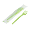 Basic Nature Green CPLA Plastic Fork - Compostable Wrapper, Heat-Resistant - 6 1/2" - 250 count box