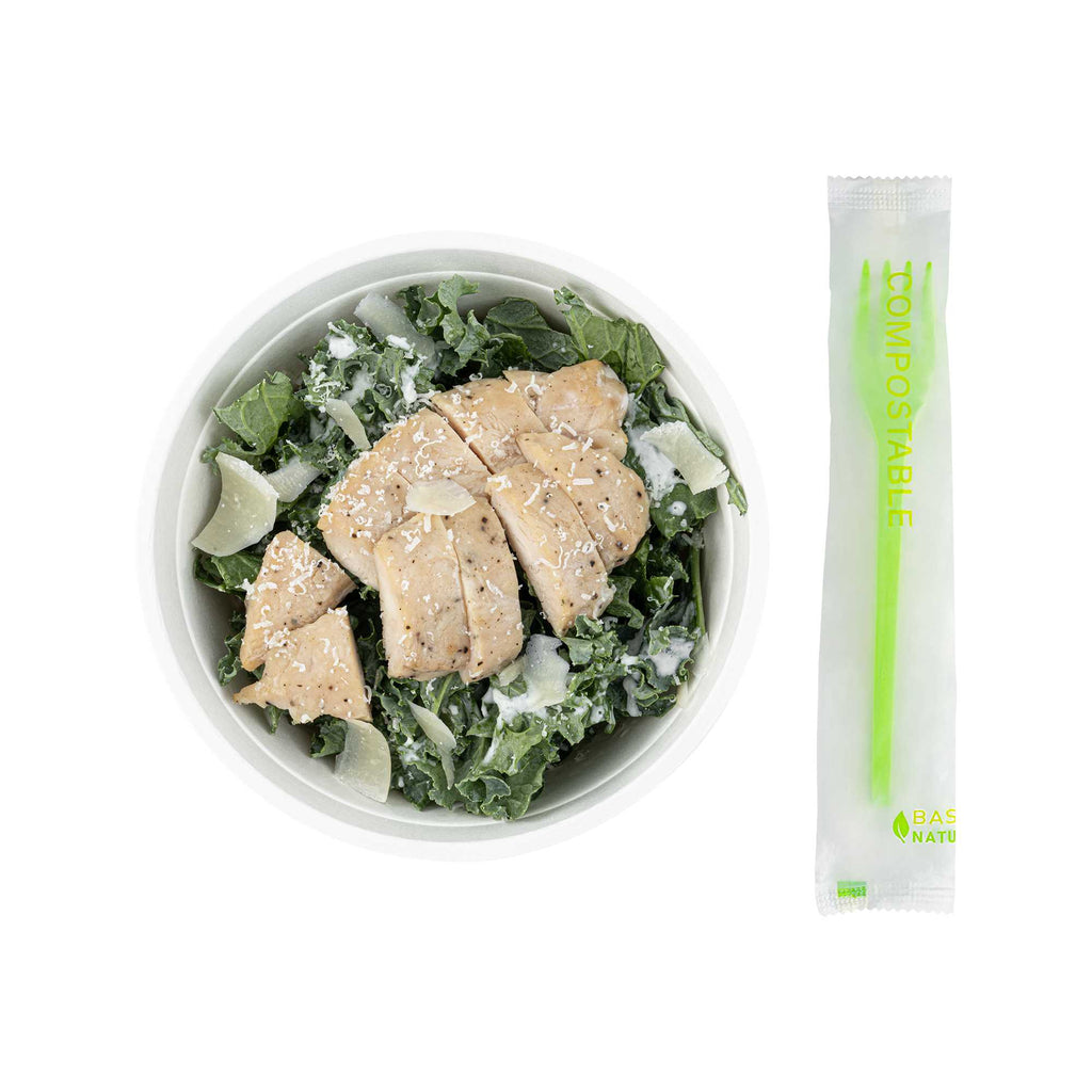 Basic Nature Green CPLA Plastic Fork - Compostable Wrapper, Heat-Resistant - 6 1/2" - 250 count box