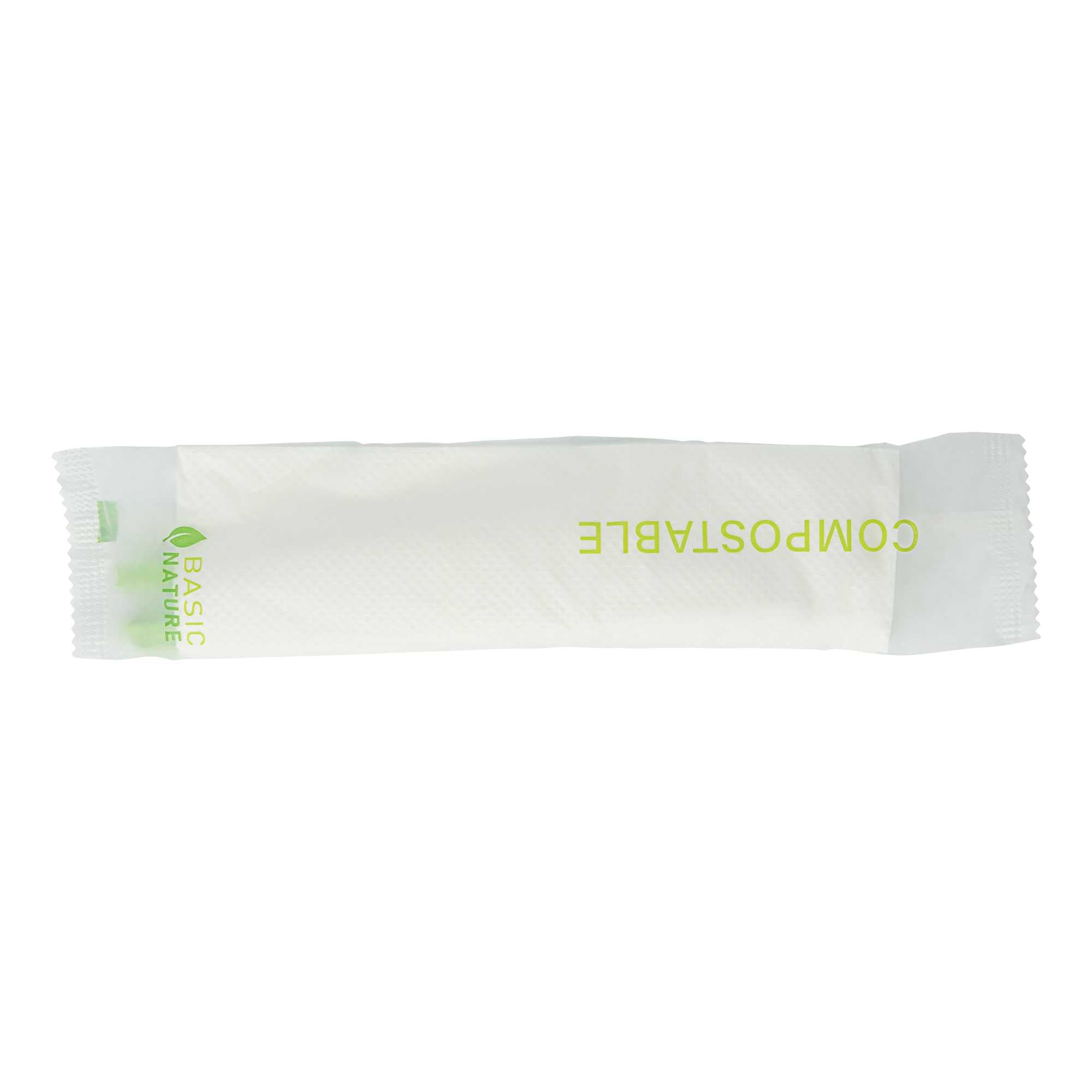 Basic Nature Green CPLA Plastic Cutlery Set - Compostable Wrapper, White Napkin, Heat-Resistant - 6 1/2" - 100 count box