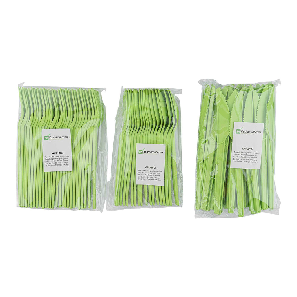 Basic Nature Green CPLA Plastic Cutlery Set - Heat-Resistant, Compostable - 6 1/2" - 290 count box