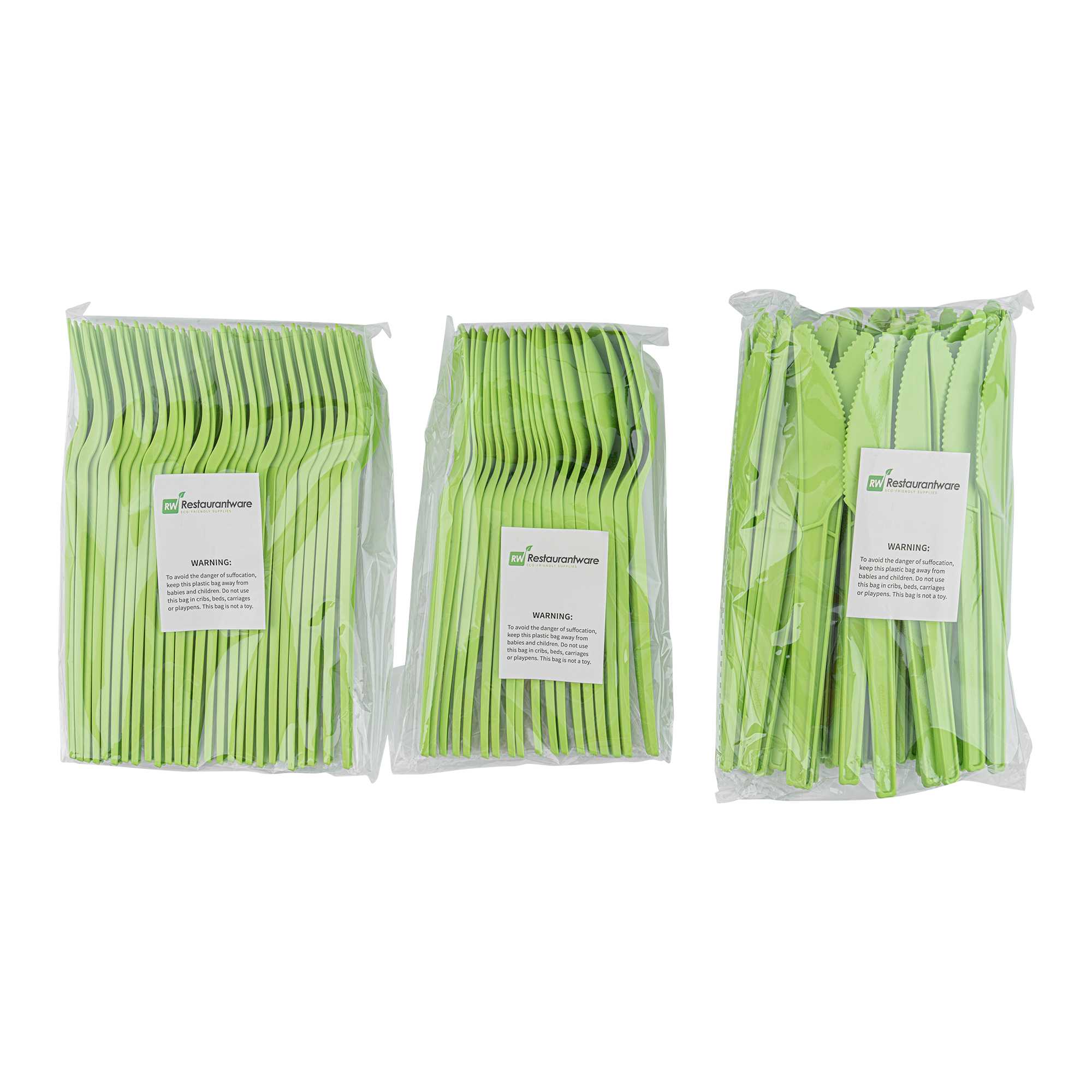 Basic Nature Green CPLA Plastic Cutlery Set - Heat-Resistant, Compostable - 6 1/2" - 290 count box