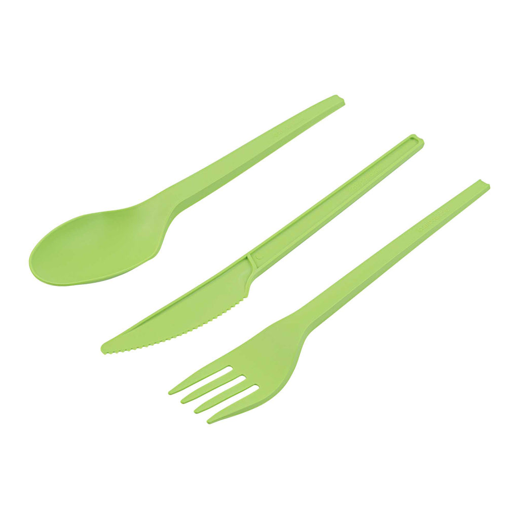 Basic Nature Green CPLA Plastic Cutlery Set - Heat-Resistant, Compostable - 6 1/2" - 290 count box