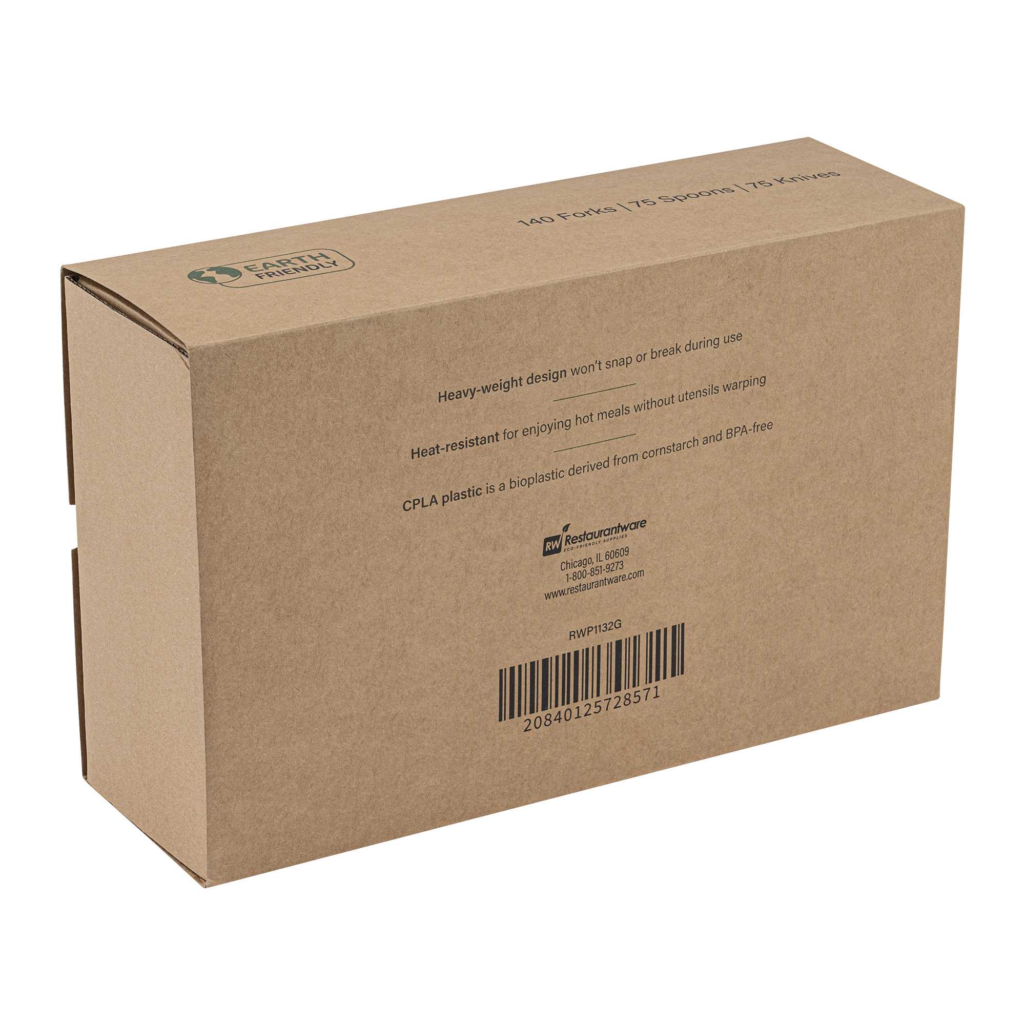 Basic Nature Green CPLA Plastic Cutlery Set - Heat-Resistant, Compostable - 6 1/2" - 290 count box