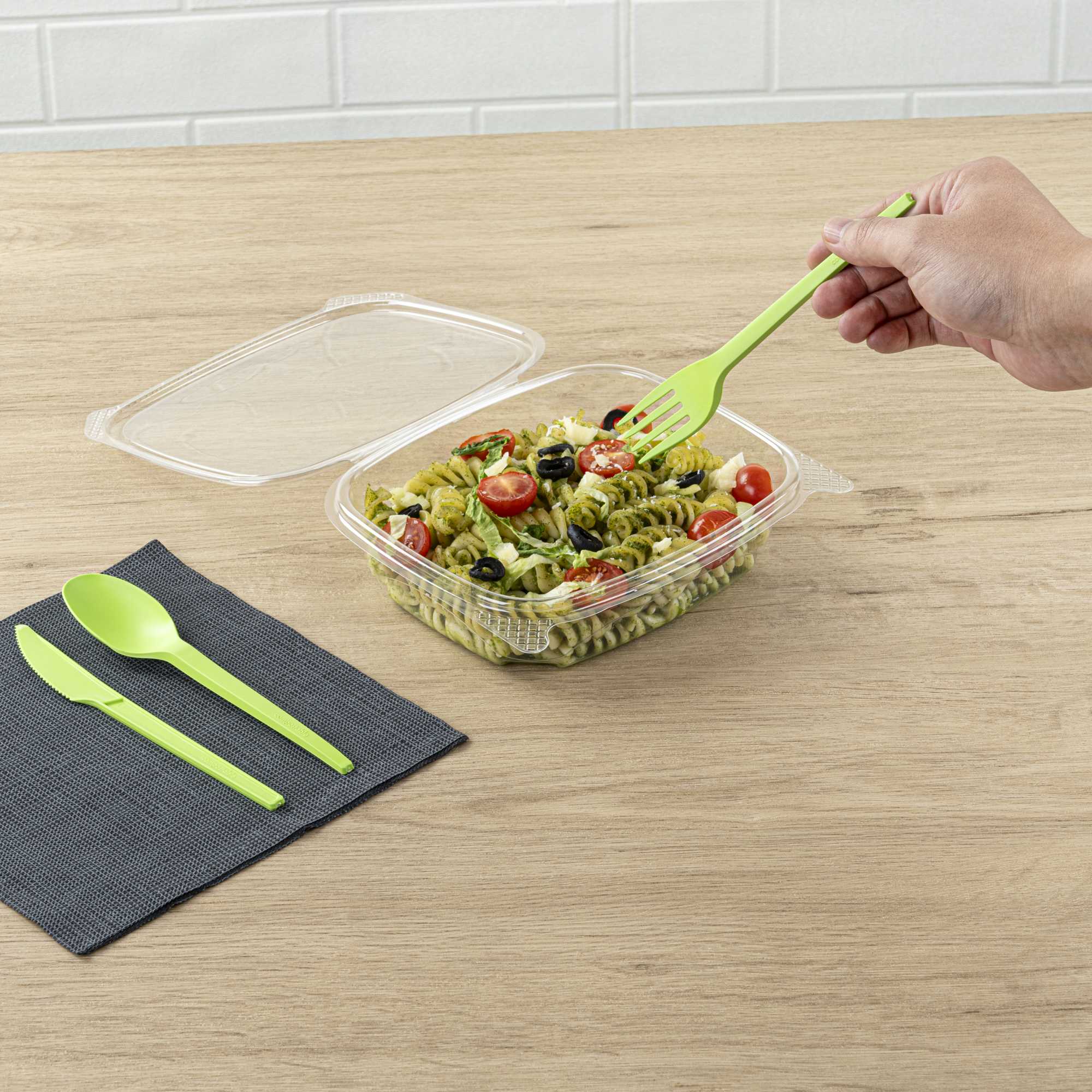 Basic Nature Green CPLA Plastic Cutlery Set - Heat-Resistant, Compostable - 6 1/2" - 290 count box
