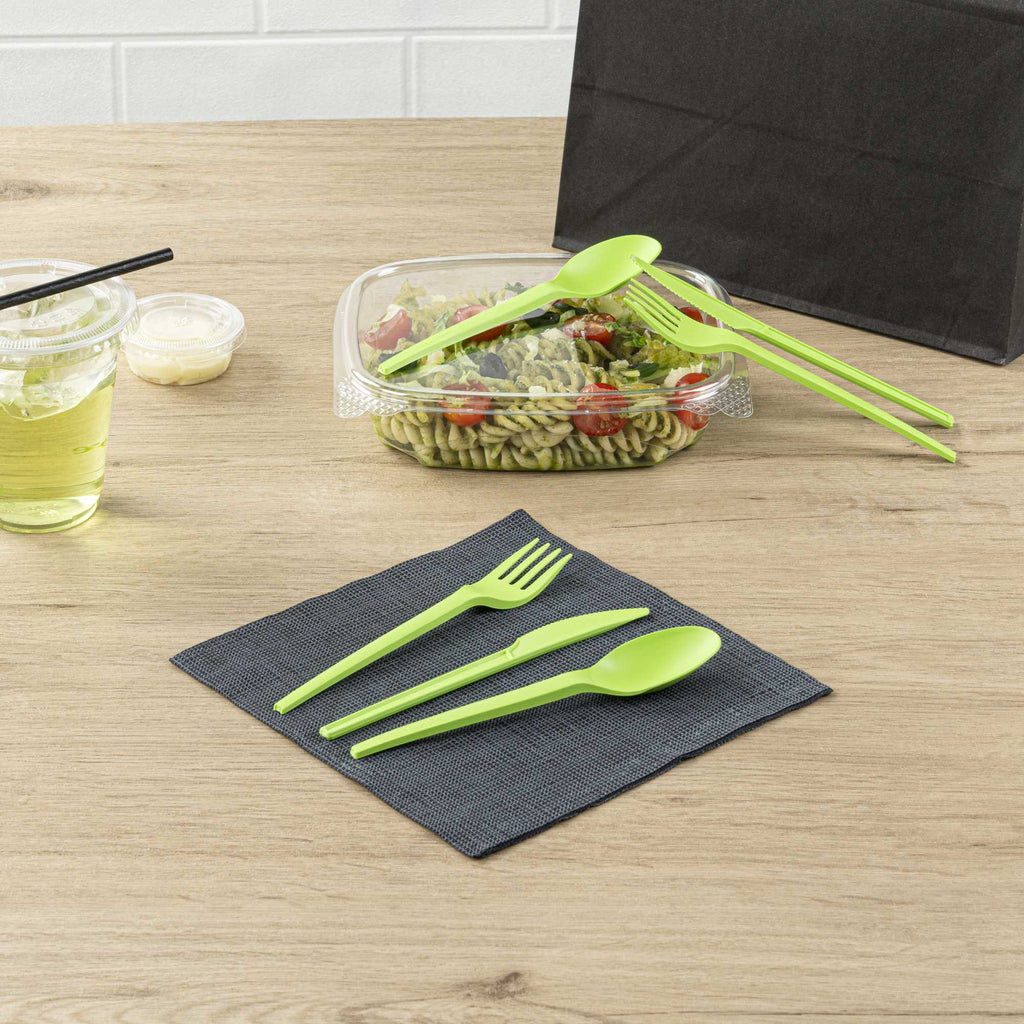 Basic Nature Green CPLA Plastic Cutlery Set - Heat-Resistant, Compostable - 6 1/2" - 290 count box