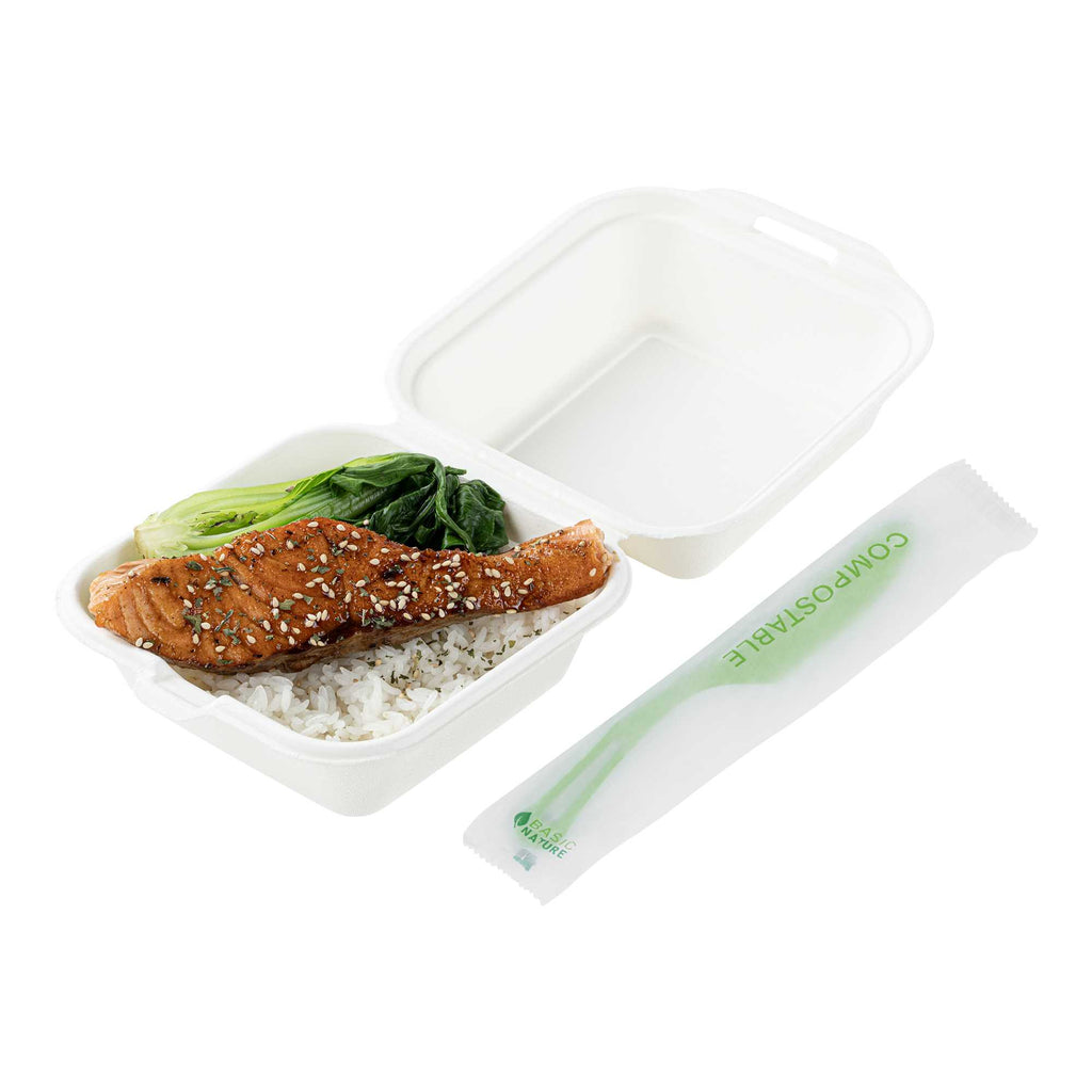 Basic Nature Green CPLA Plastic Knife - Compostable Wrapper, Heat-Resistant - 7 1/2" - 250 count box