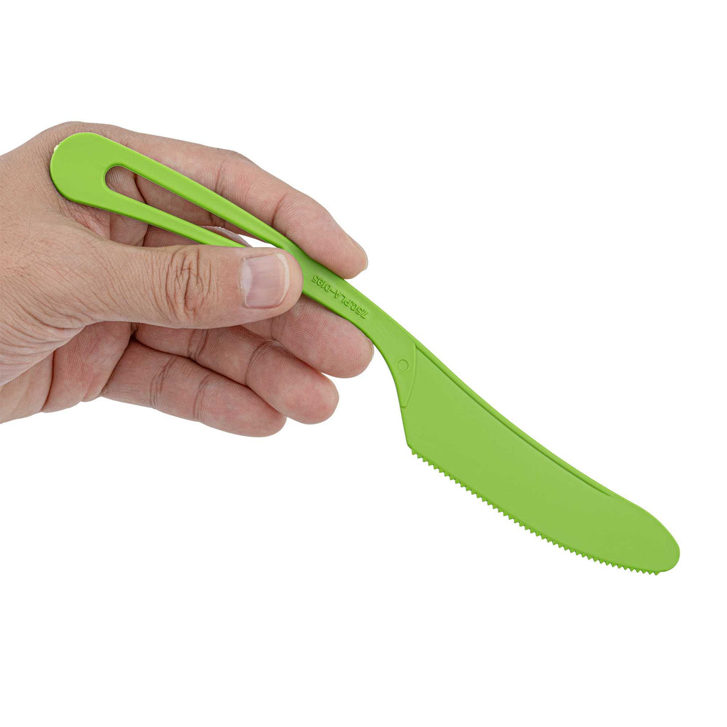 Basic Nature Green CPLA Plastic Knife - Compostable Wrapper, Heat-Resistant - 7 1/2" - 250 count box