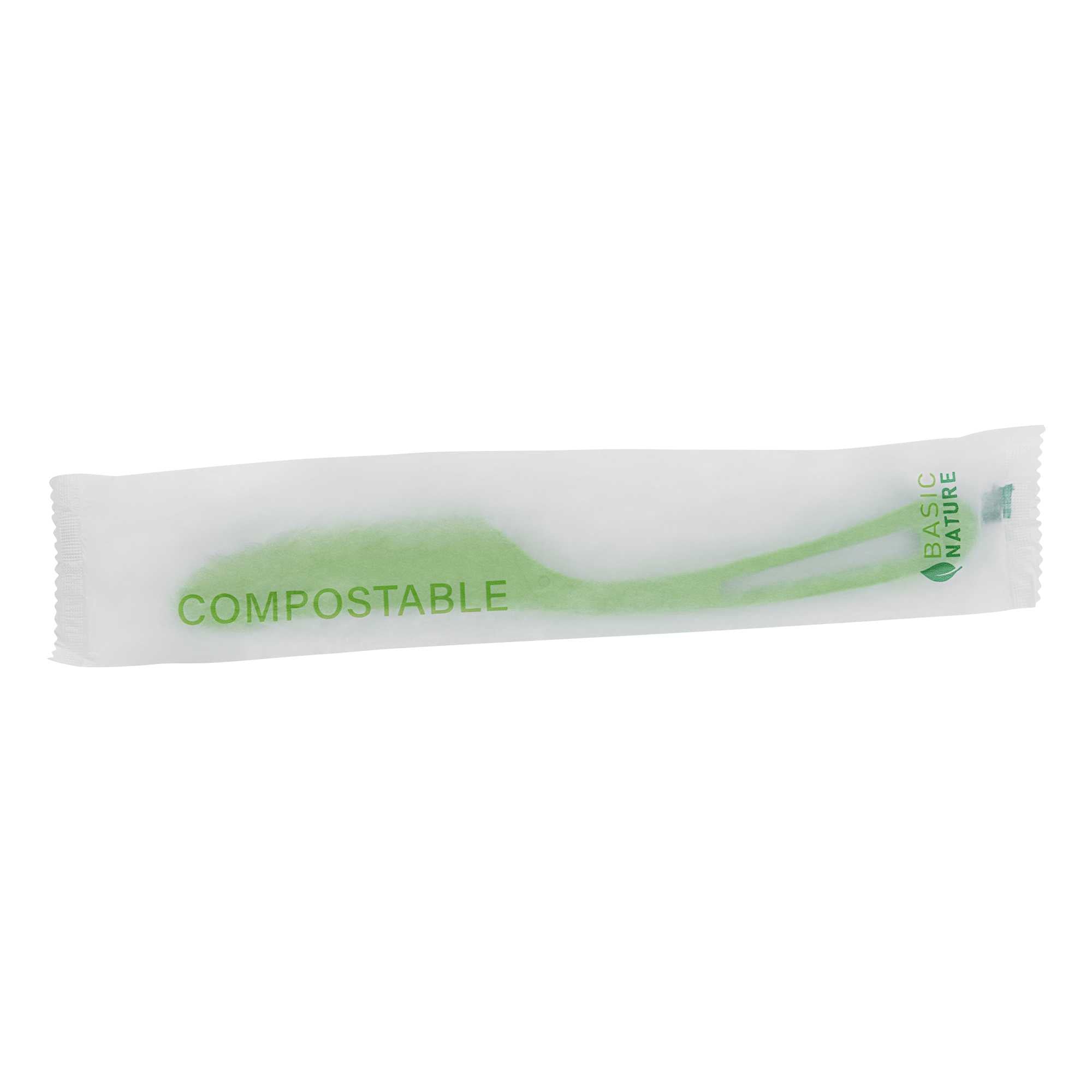 Basic Nature Green CPLA Plastic Knife - Compostable Wrapper, Heat-Resistant - 7 1/2" - 250 count box