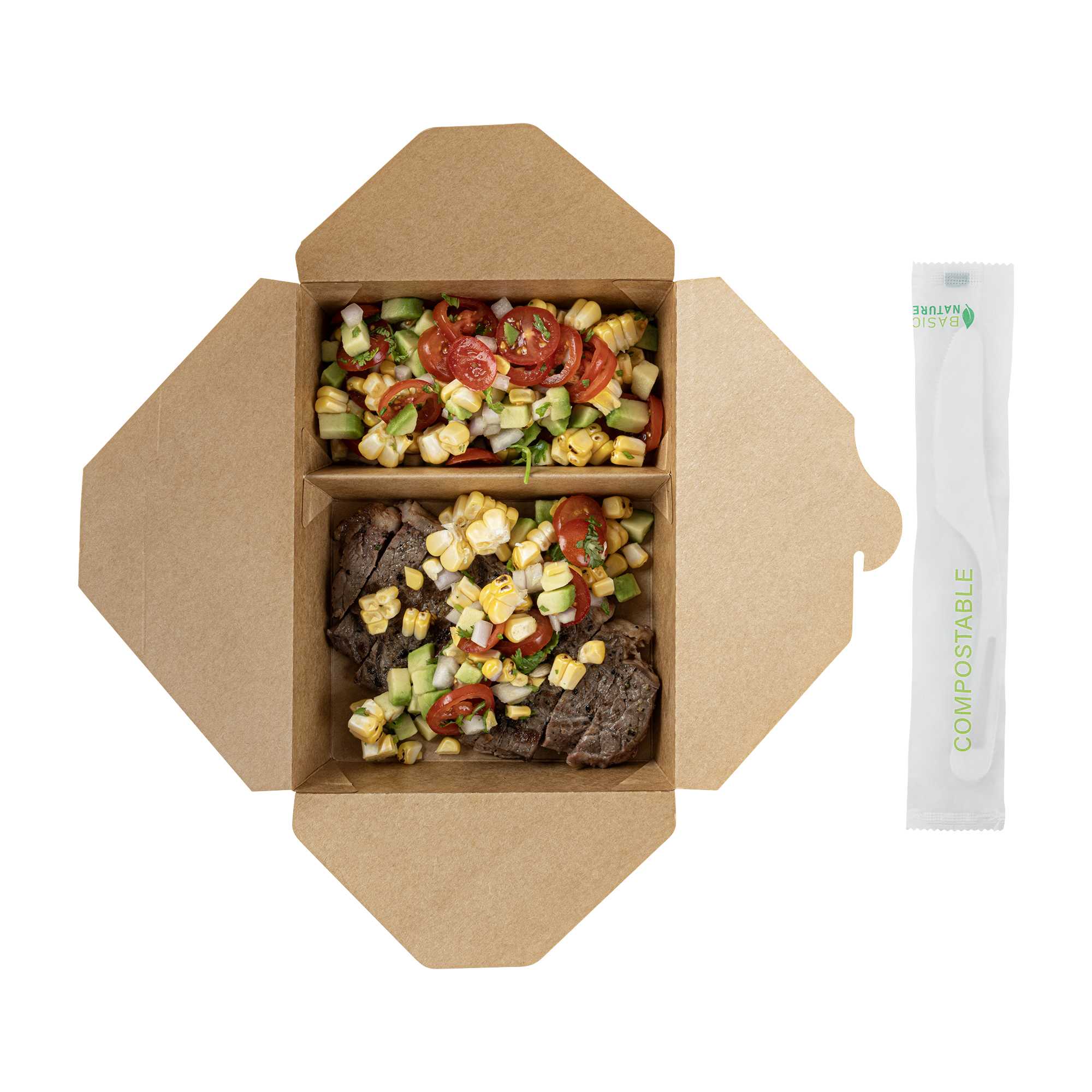 Basic Nature White CPLA Plastic Knife - Compostable Wrapper, Heat-Resistant - 7 1/2" - 250 count box