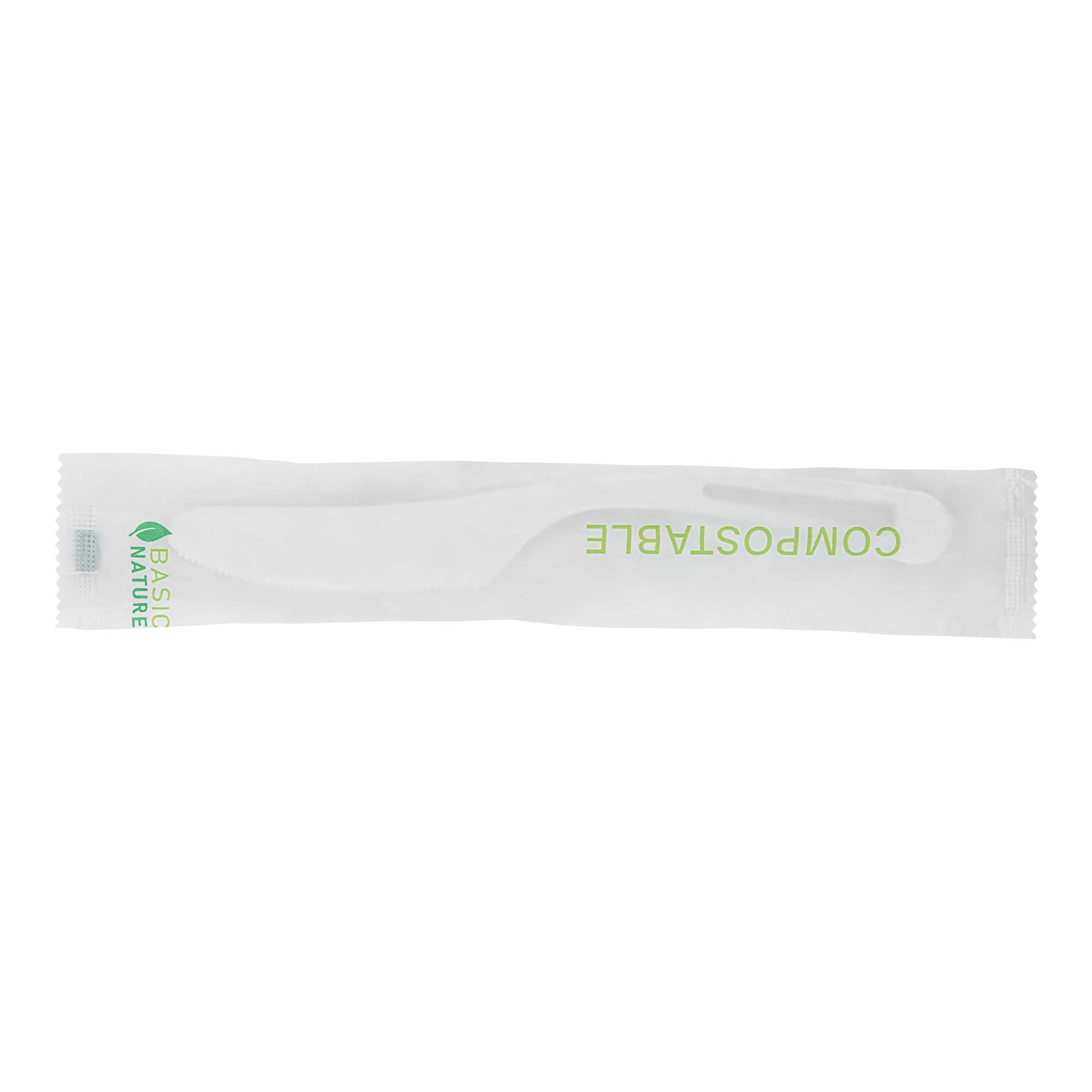 Basic Nature White CPLA Plastic Knife - Compostable Wrapper, Heat-Resistant - 7 1/2" - 250 count box