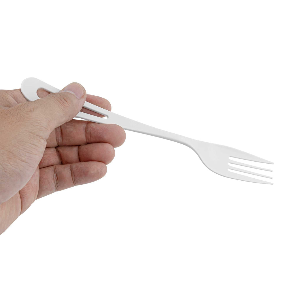 Basic Nature White CPLA Plastic Fork - Compostable Wrapper, Heat-Resistant - 7 1/2" - 250 count box