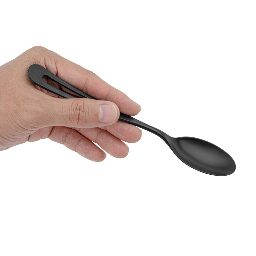 Basic Nature Black CPLA Plastic Spoon - Compostable Wrapper, Heat-Resistant - 7 1/2" - 250 count box