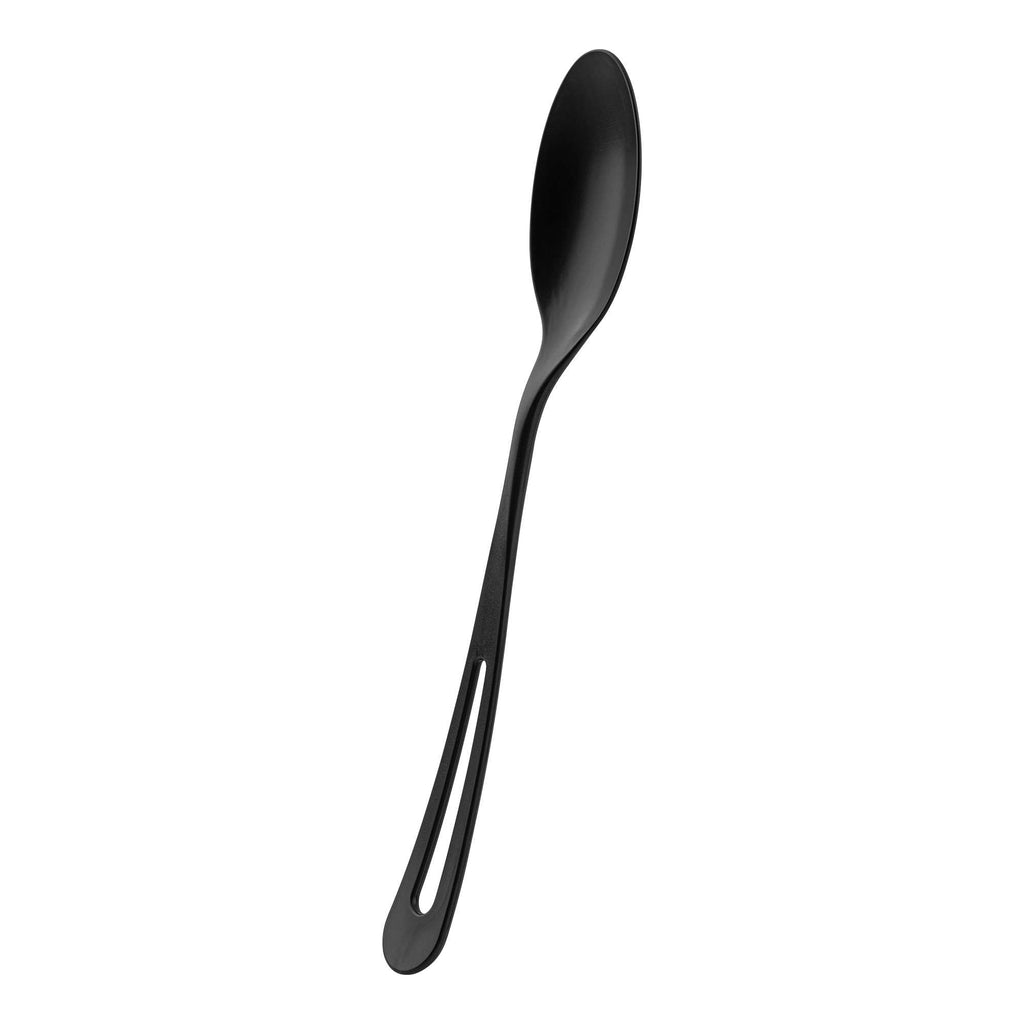 Basic Nature Black CPLA Plastic Spoon - Compostable Wrapper, Heat-Resistant - 7 1/2" - 250 count box