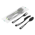 Basic Nature Black CPLA Plastic Cutlery Set - Compostable Wrapper, Heat-Resistant - 7 1/2" - 100 count box