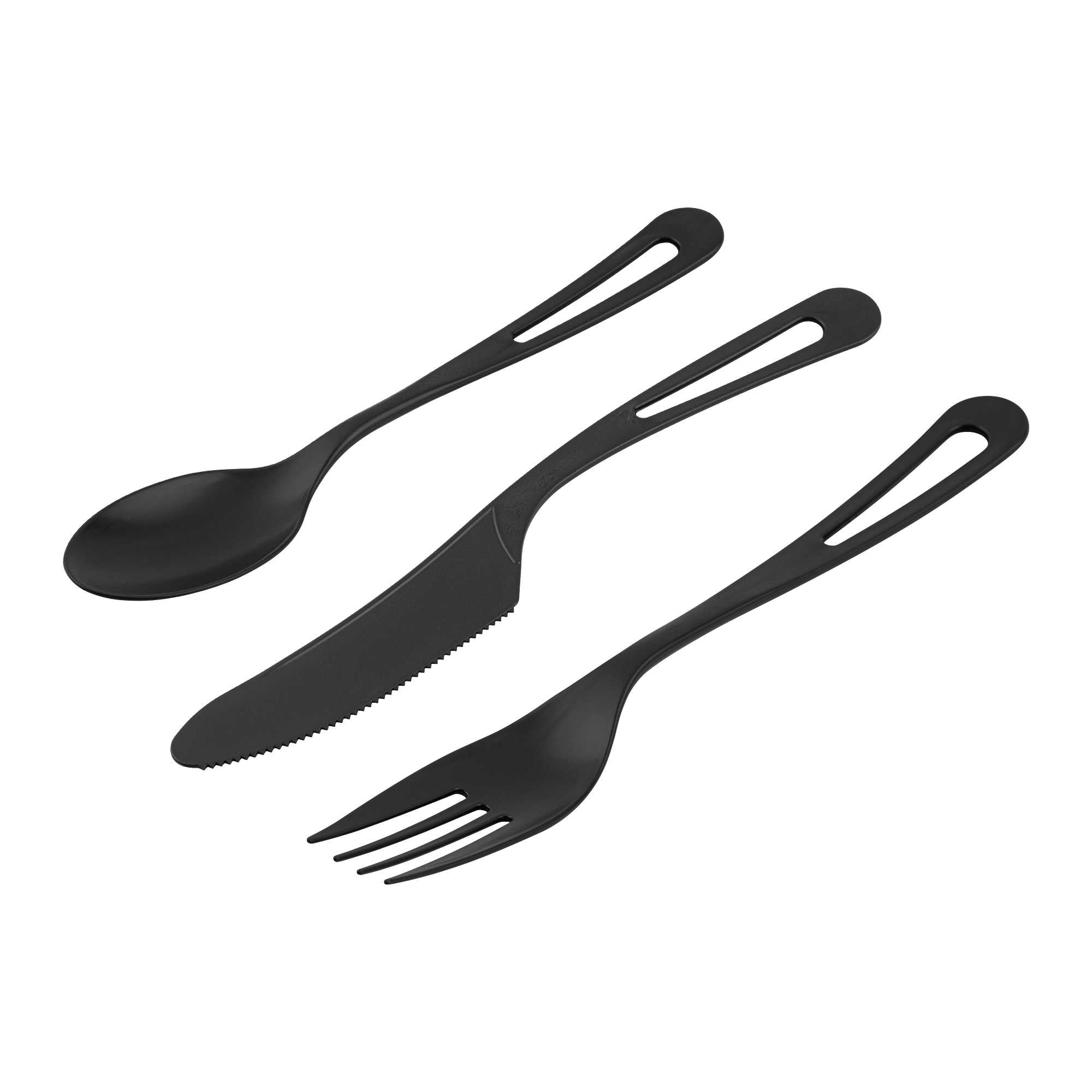 Basic Nature Black CPLA Plastic Cutlery Set - Compostable Wrapper, Heat-Resistant - 7 1/2" - 100 count box