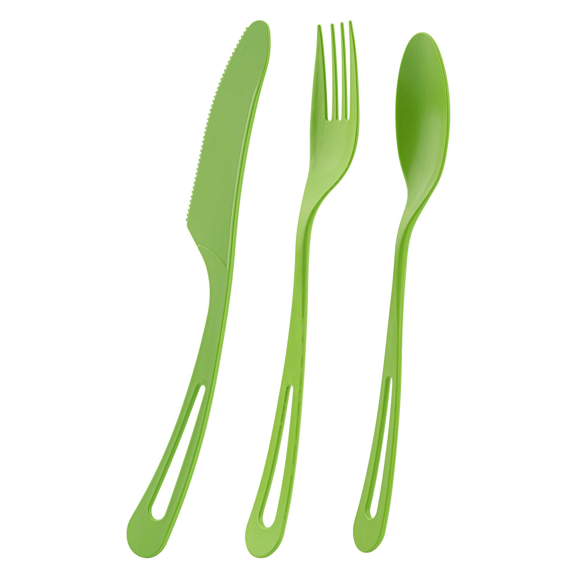 Basic Nature Green CPLA Plastic Cutlery Set - Compostable Wrapper, Heat-Resistant - 7 1/2" - 100 count box