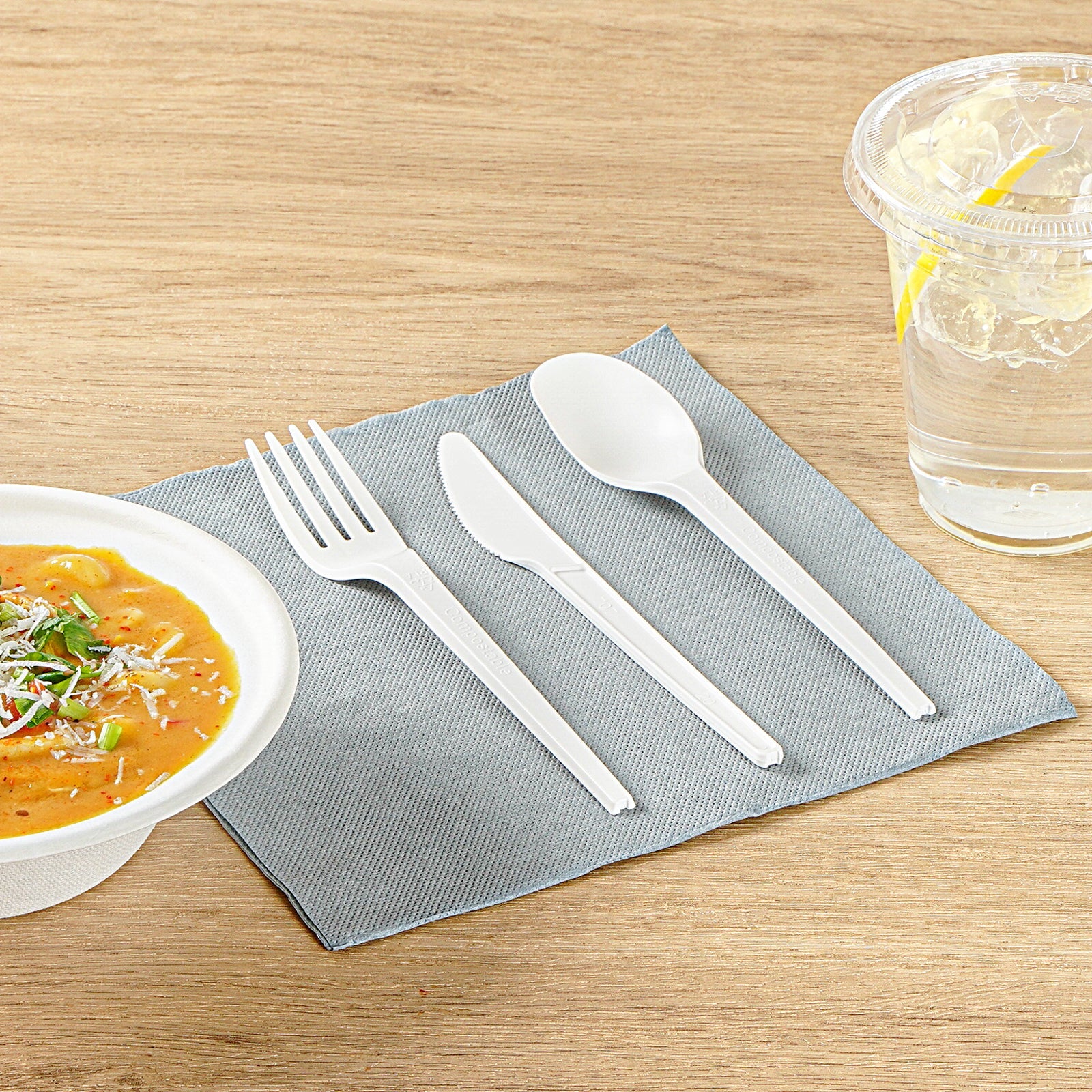 Basic Nature White CPLA Plastic Cutlery Set - Heat-Resistant, Compostable - 6 1/2" - 290 count box