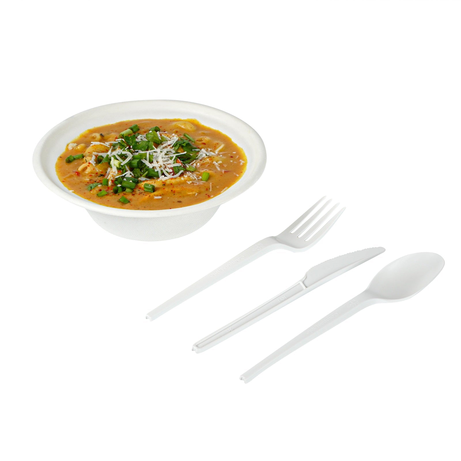Basic Nature White CPLA Plastic Cutlery Set - Heat-Resistant, Compostable - 6 1/2" - 290 count box