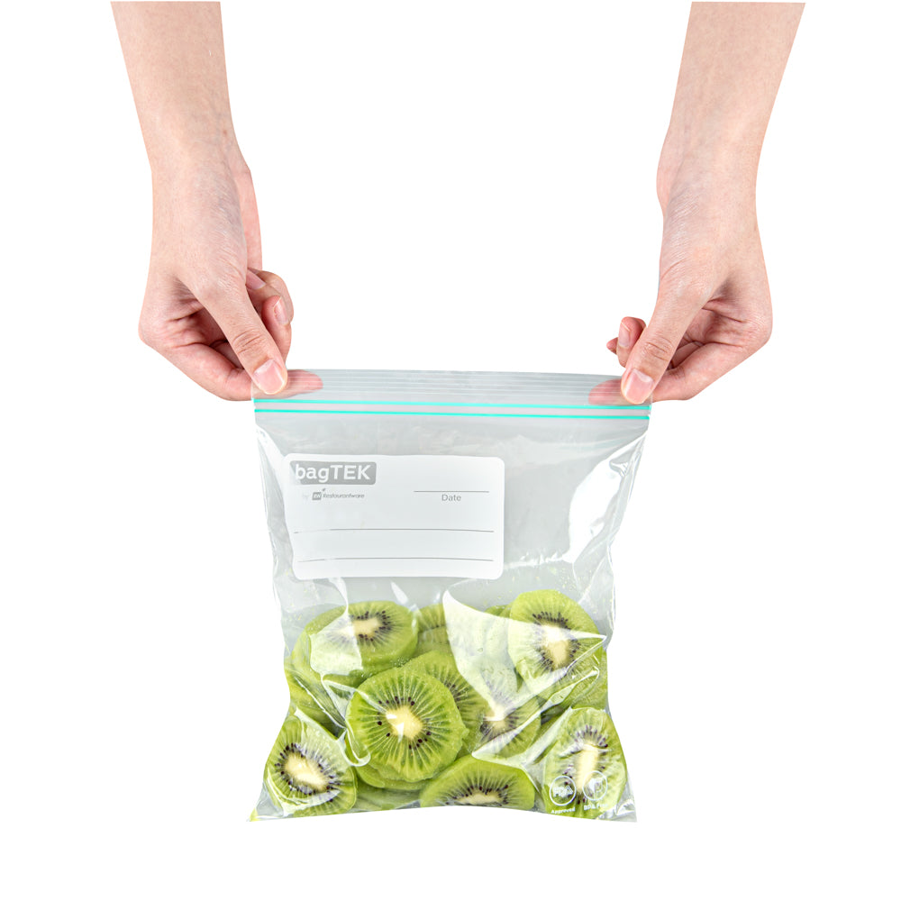 Bag Tek 1 qt Clear Plastic Zip Bag - Double Zipper, Write-On Label, BPA-Free - 7 1/2" x 7" - 25 count box