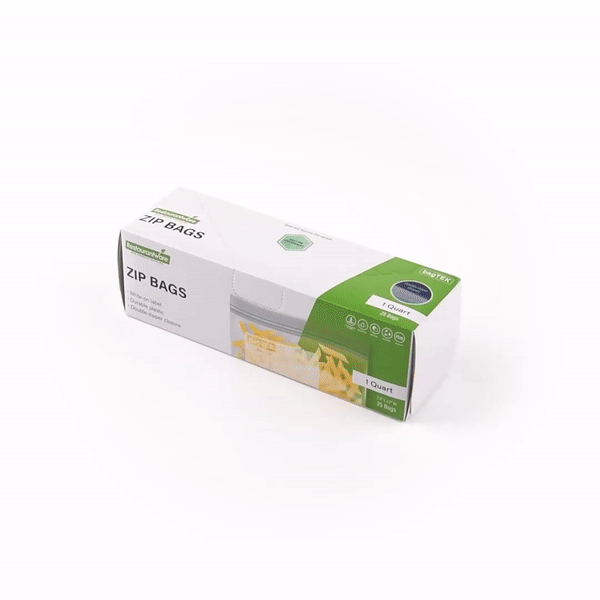 Bag Tek 1 qt Clear Plastic Zip Bag - Double Zipper, Write-On Label, BPA-Free - 7 1/2" x 7" - 25 count box