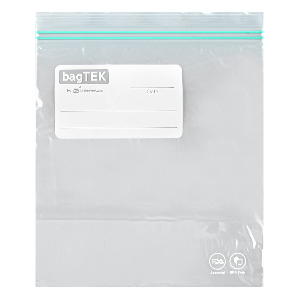 Bag Tek 1 qt Clear Plastic Zip Bag - Double Zipper, Write-On Label, BPA-Free - 7 1/2" x 7" - 25 count box