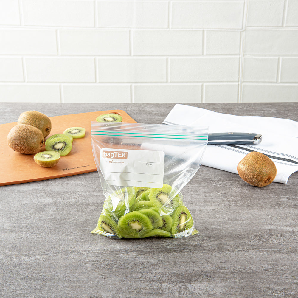 Bag Tek 1 qt Clear Plastic Zip Bag - Double Zipper, Write-On Label, BPA-Free - 7 1/2" x 7" - 25 count box