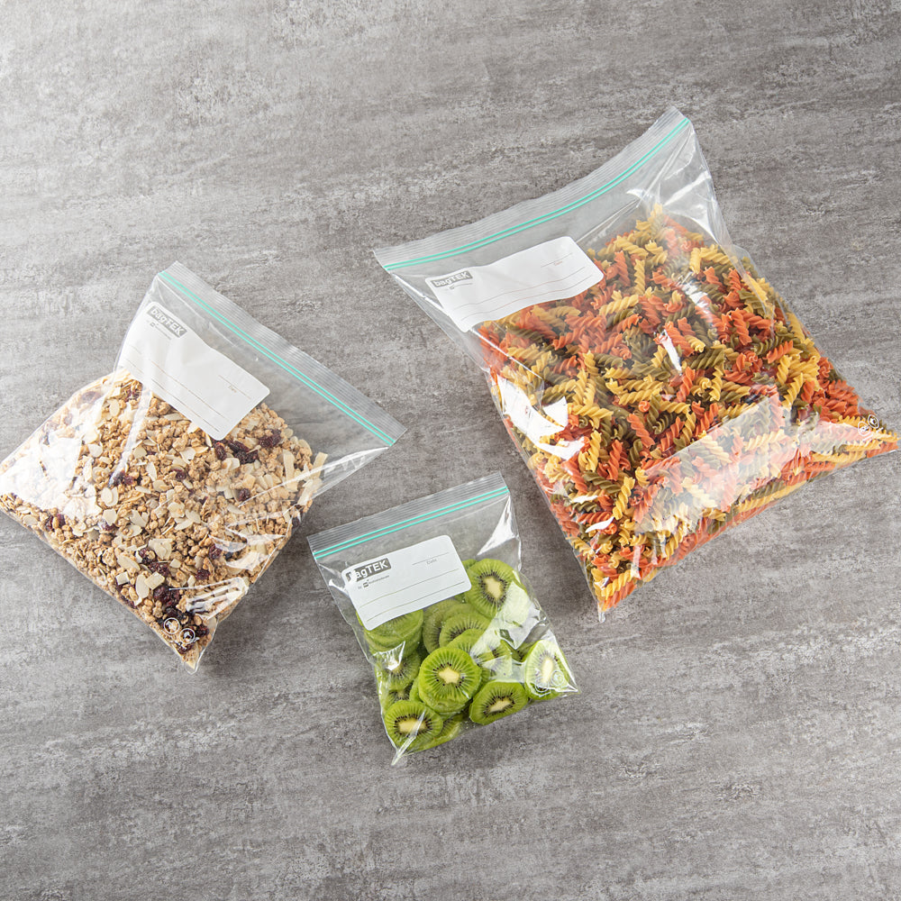 Bag Tek 1 qt Clear Plastic Zip Bag - Double Zipper, Write-On Label, BPA-Free - 7 1/2" x 7" - 1000 count box
