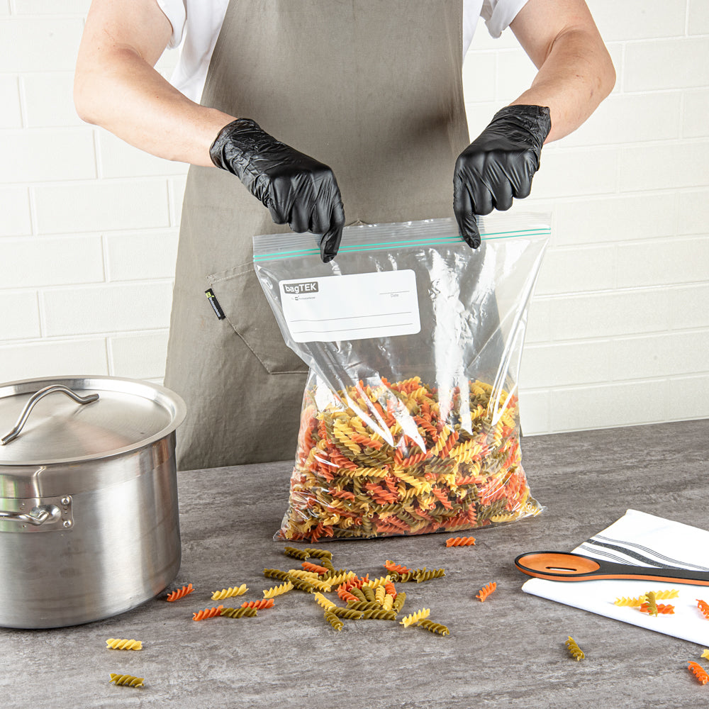 Bag Tek 2 gal Clear Plastic Zip Bag - Double Zipper, Write-On Label, BPA-Free - 15" x 13" - 25 count box