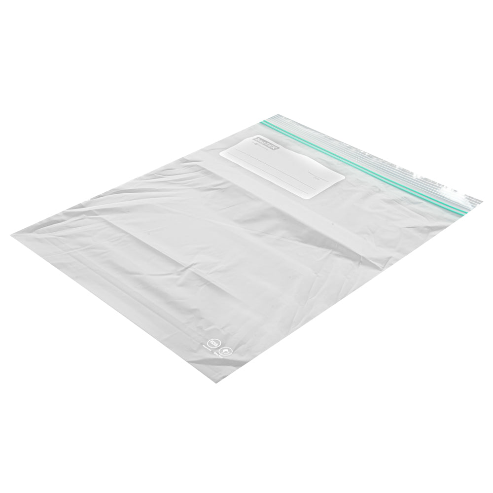 Bag Tek 2 gal Clear Plastic Zip Bag - Double Zipper, Write-On Label, BPA-Free - 15" x 13" - 1000 count box