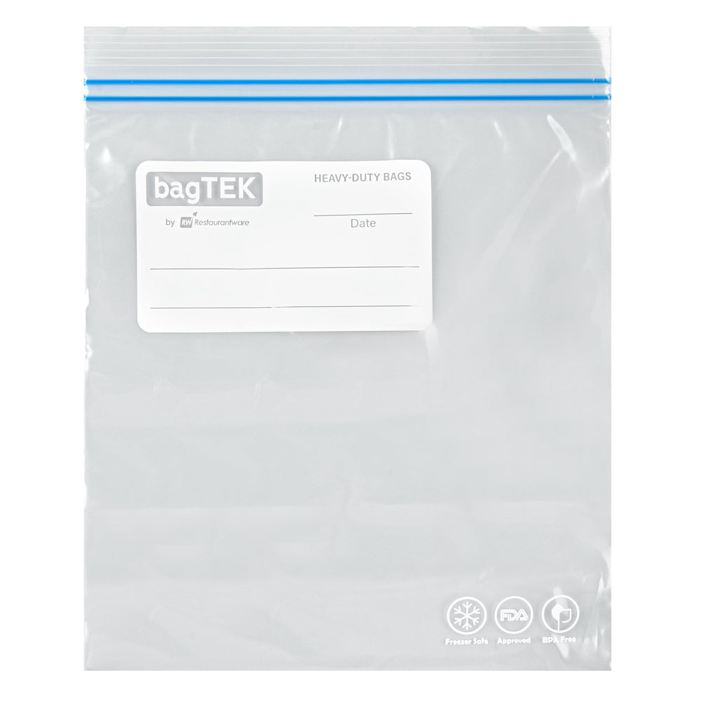 Bag Tek 1 qt Clear Plastic Freezer Bag - Double Zipper, Write-On Label, BPA-Free - 7 1/2" x 7" - 25 count box