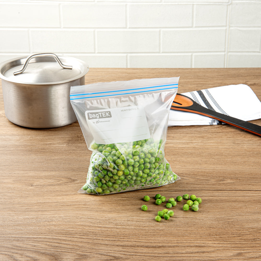 Bag Tek 1 qt Clear Plastic Freezer Bag - Double Zipper, Write-On Label, BPA-Free - 7 1/2" x 7" - 1000 count box